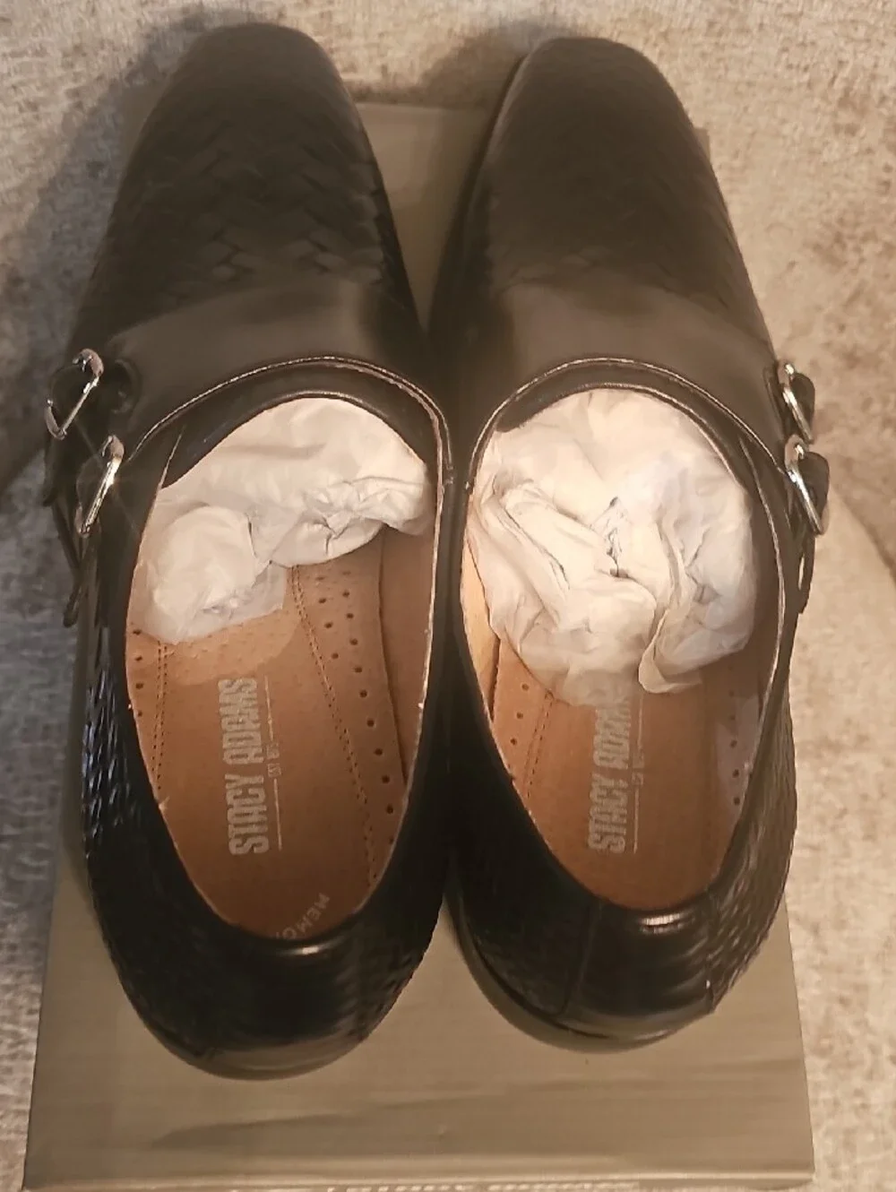 Stacy Adams Torrance Black Woven Double Monk Strap Oxfords